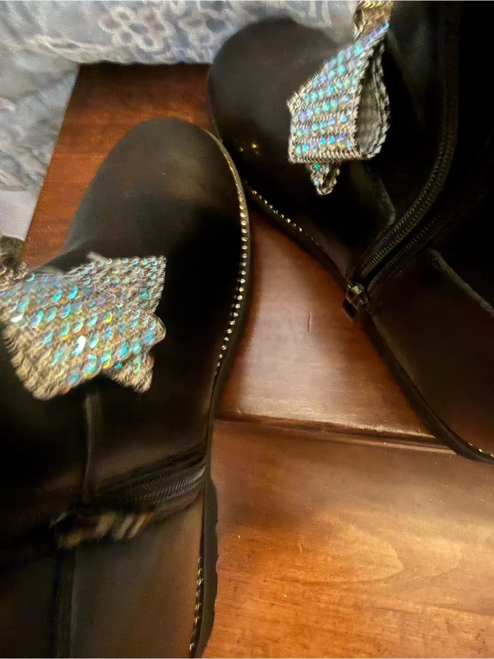 Kurt Geiger Black Knee-High Boots with Crystal Bow Accent